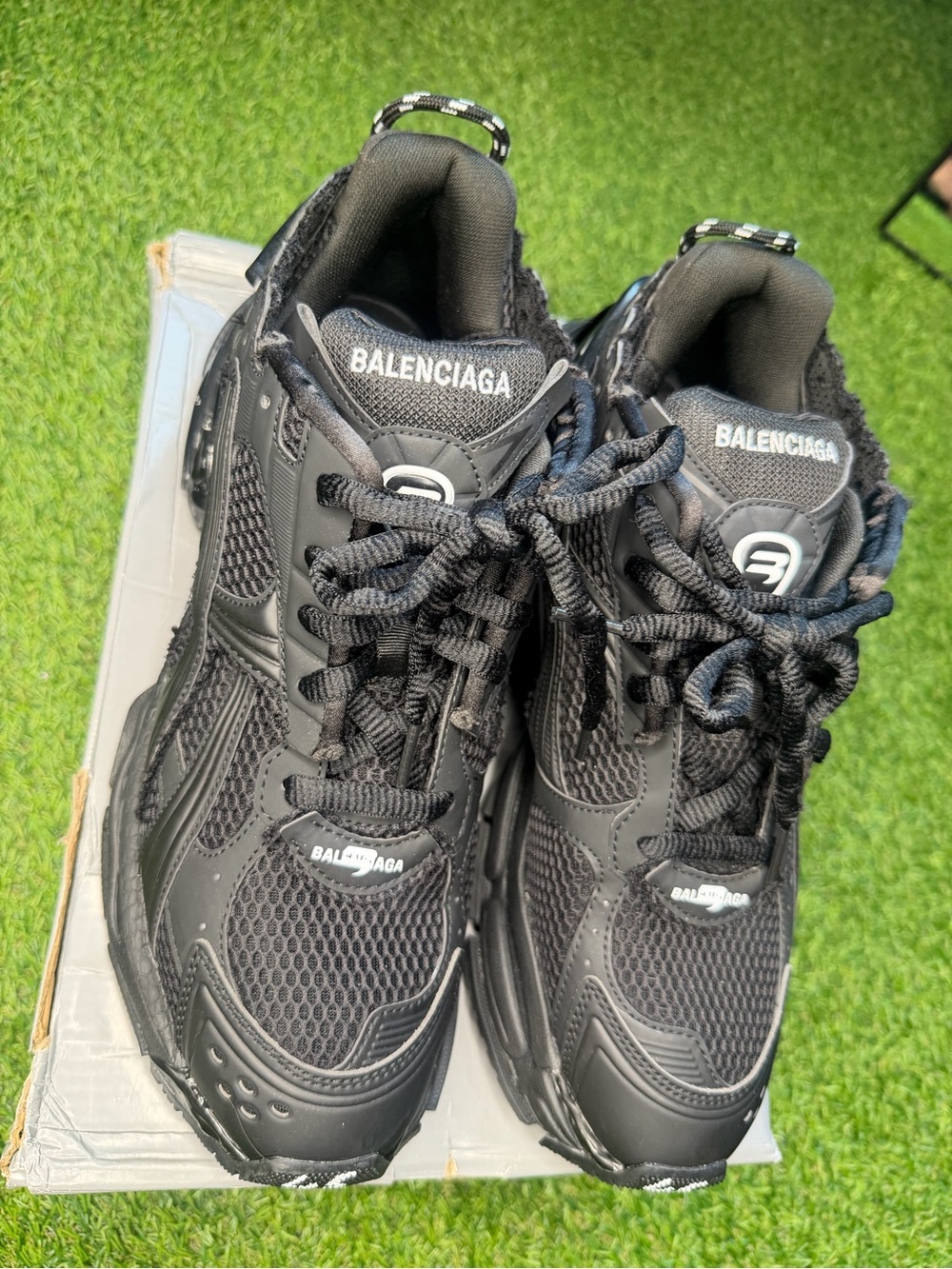 Balenciaga Black Mesh and Leather-Trim Men's Sneakers